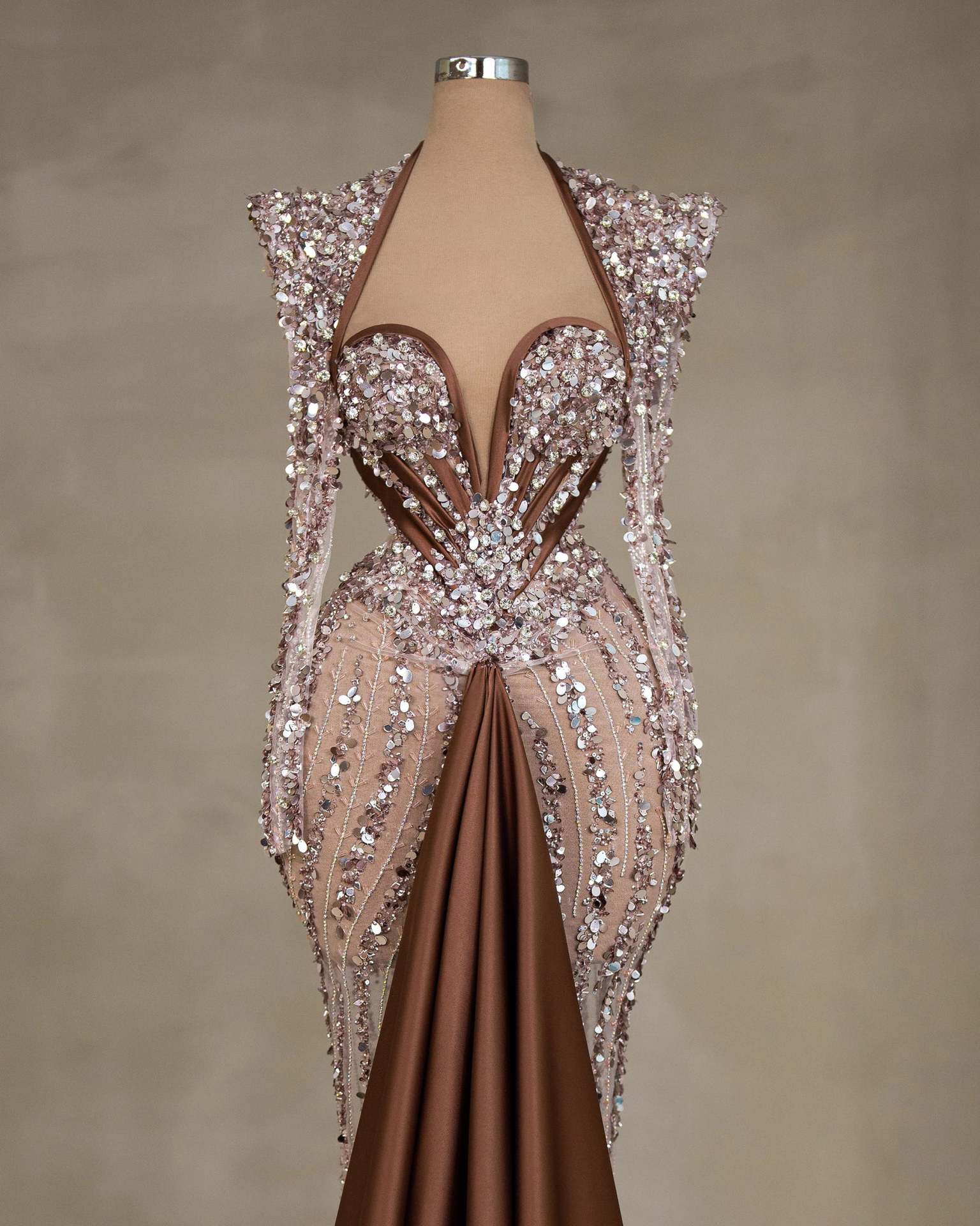 Gorgeous Rhine Stone Waist-Cinching Mermaid Evening Dress