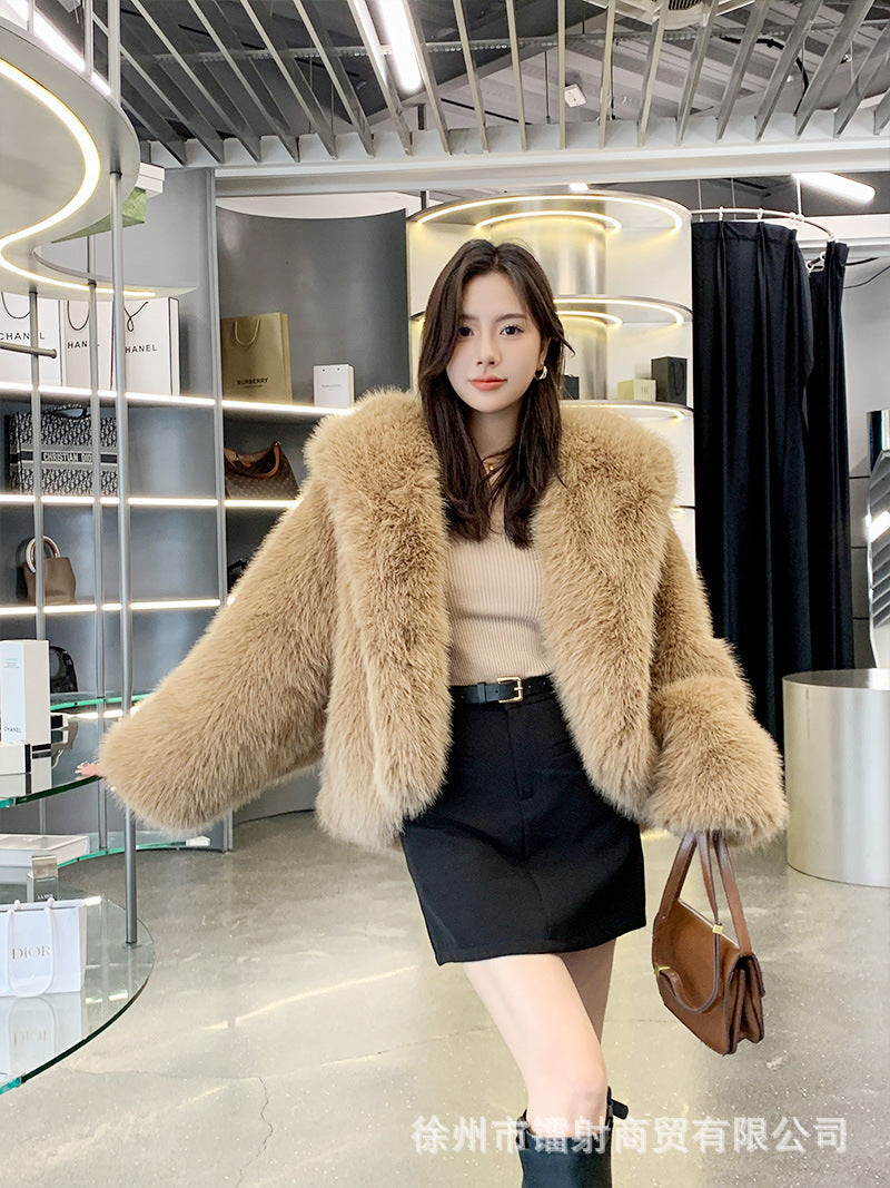 Luxurious Designed Faux Fox Fur Women Overcoats