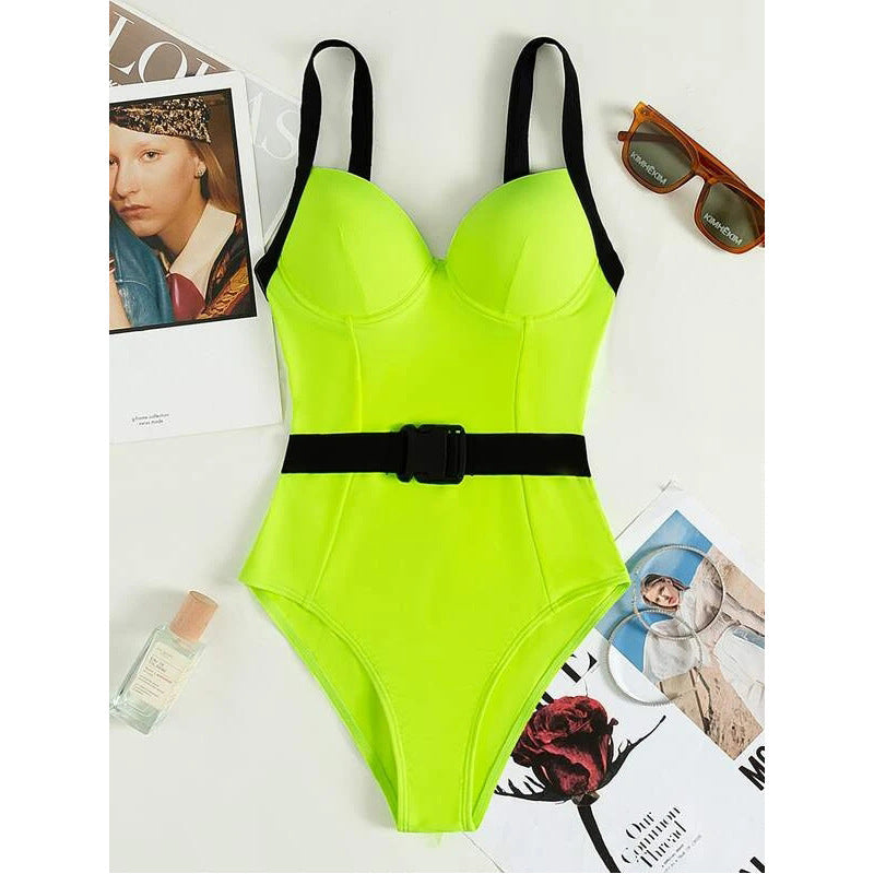 Women Sexy One Piece Bikini Swimsuits with Belt