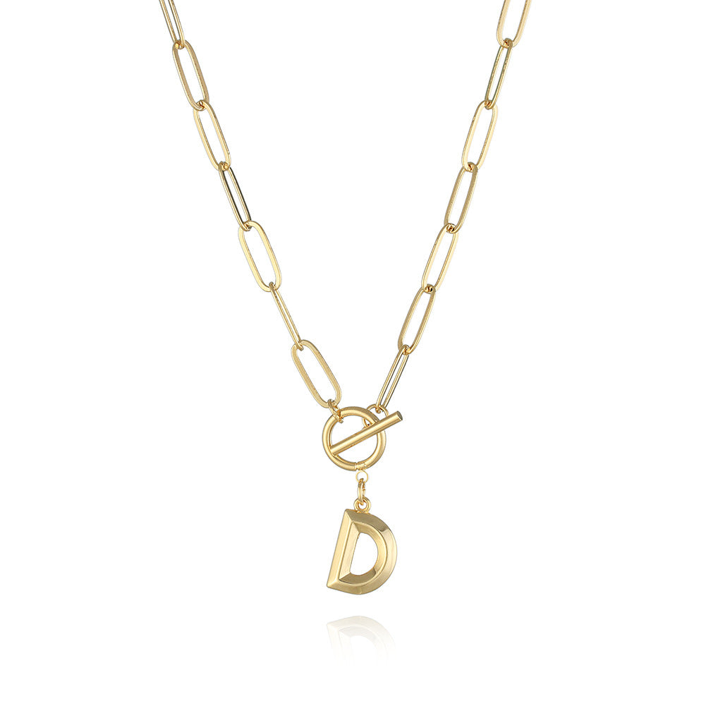 Bridesmaid Gifts Alphabet Necklace Golden Hip-hop Necklace  26 Letter Pendant Necklaces