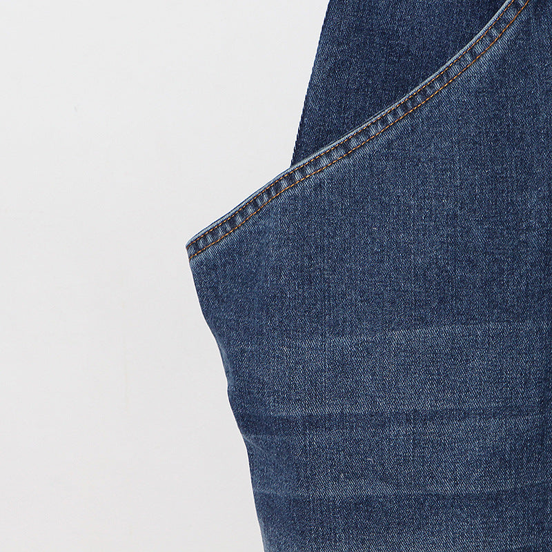 High-Waisted Long A-Line Denim Skirt