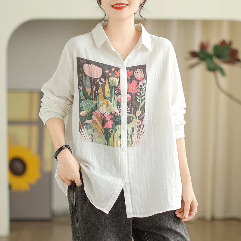 Leisure Linen Long Sleeves Shirts for Women