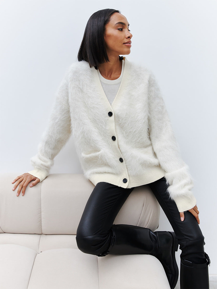 Women's Lazy Style Mink Sherpa Cardigan