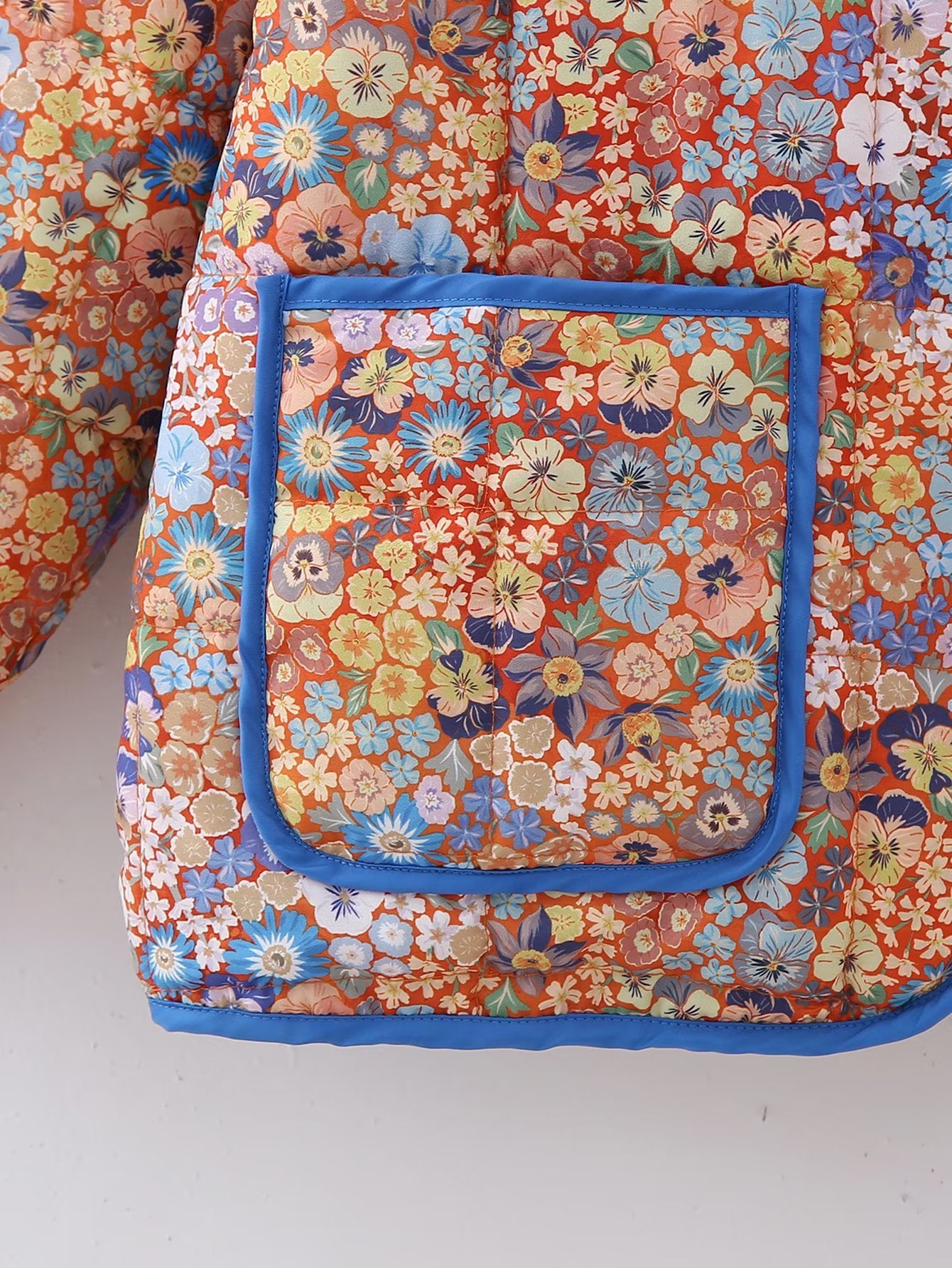 Floral Print Quilted Puffer Coat - Oversized Warm Winter Jacket