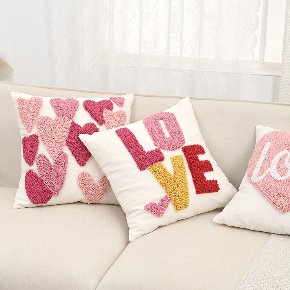 Embroidery Heart Cute Sofa Pillow