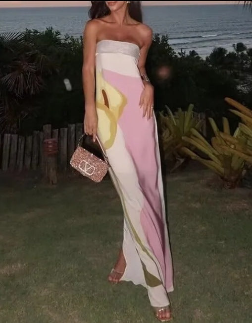 Women's Avocado Print Strapless Sundress