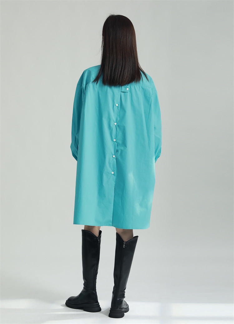 Oversized Asymmetrical Shirt – Trendy Longline Loose Fit Casual Blouse-Apricot-One Size-Free Shipping Leatheretro