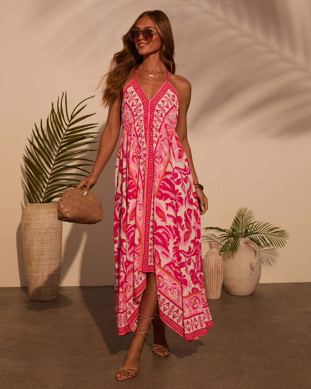 Women's Off-Shoulder V-Neck Floral Print Maxi Dress