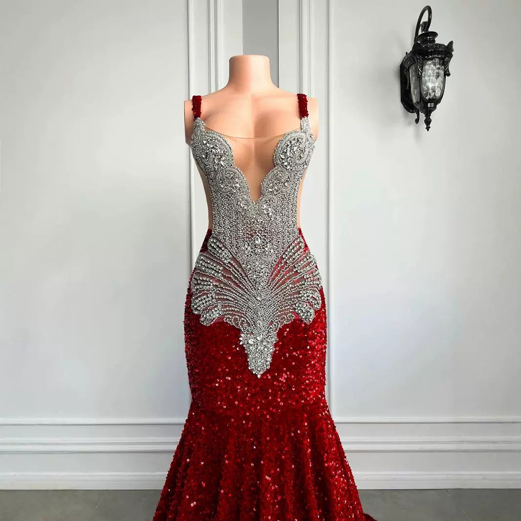 Luxury Sequin Embellished Mermaid Evening Dress