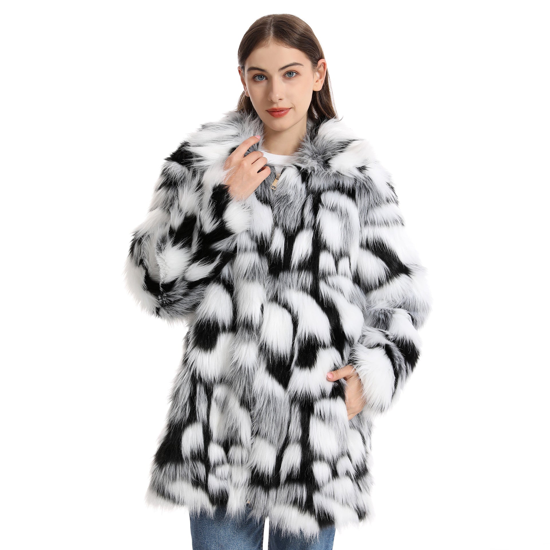 Women's Plush Long-Length Faux Fur Coat