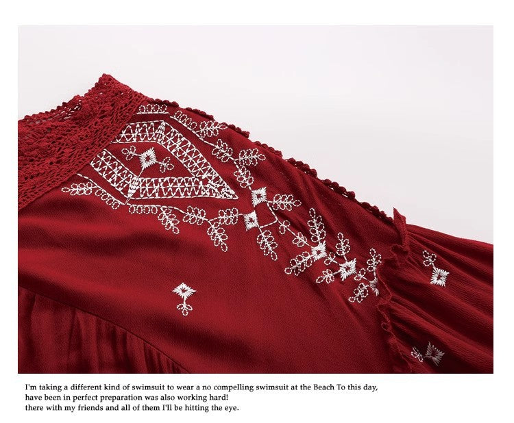 Bohemian Romantic Summer Doll Dress with Exquisite All-over Embroidery