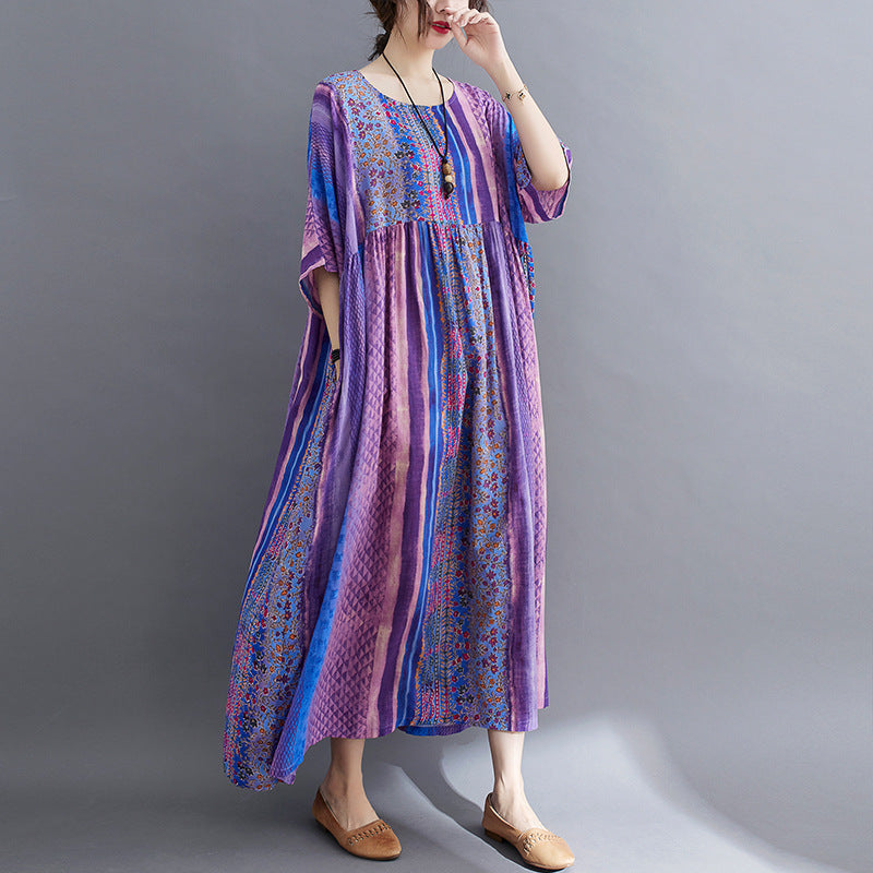 Purple Summer Women Long Loose Dresses-Dresses-Purple-One Size-Free Shipping at meselling99