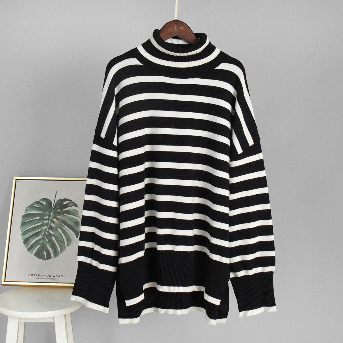 Women's Striped Turtleneck Sweater