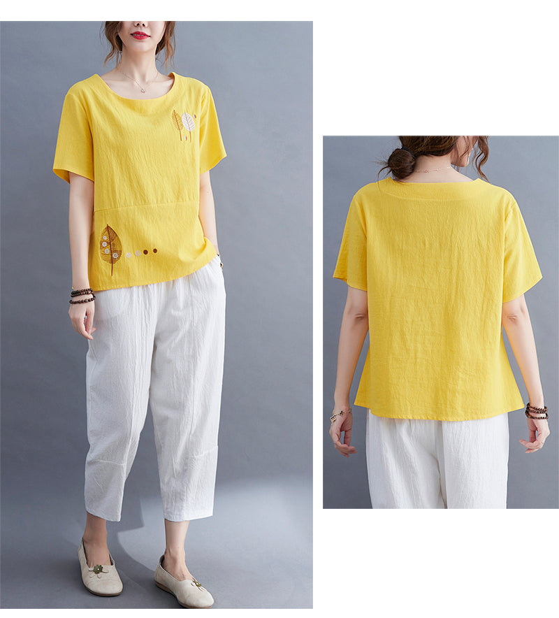 Vintage Stripe Cotton Linen T-Shirt