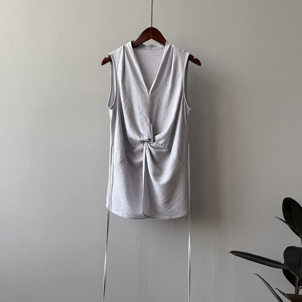 Designer Twist Knot Sleeveless Blouse Set for Women