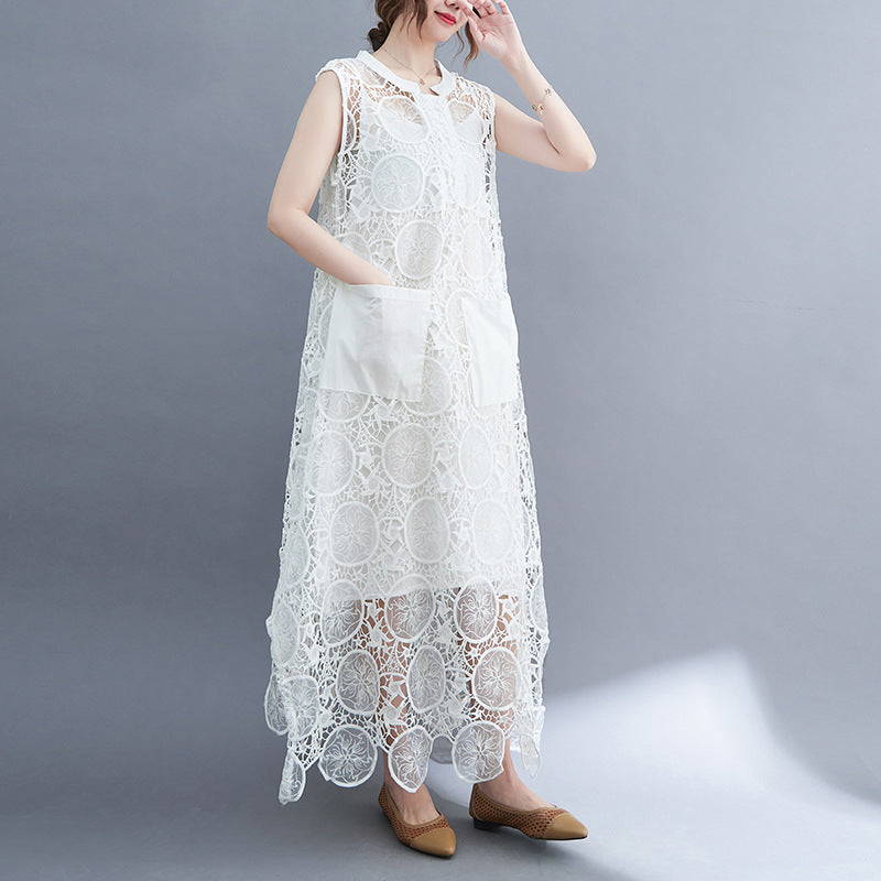 Vintage Lace Embroidery Sleeveless Two Pieces Dresses-Dresses-Free Shipping at meselling99