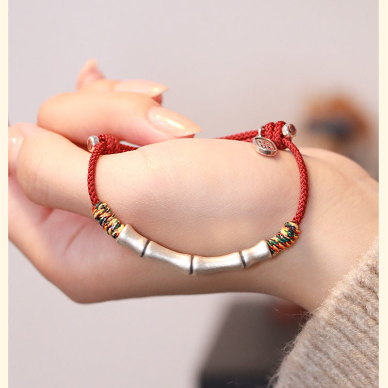 S999 Silver Bamboo Design Woven Bracelets Bridesmaid Gifts