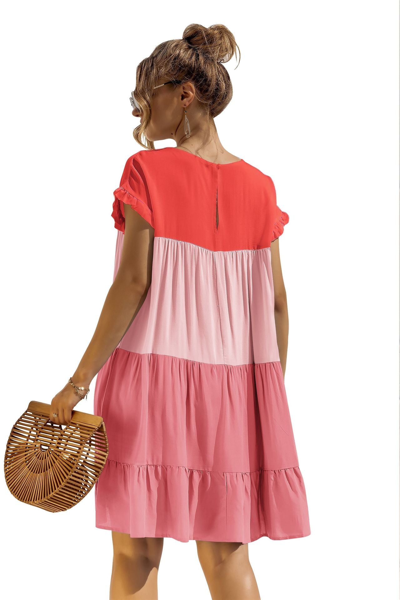 Summer Color Block Loose Fit Short Dress