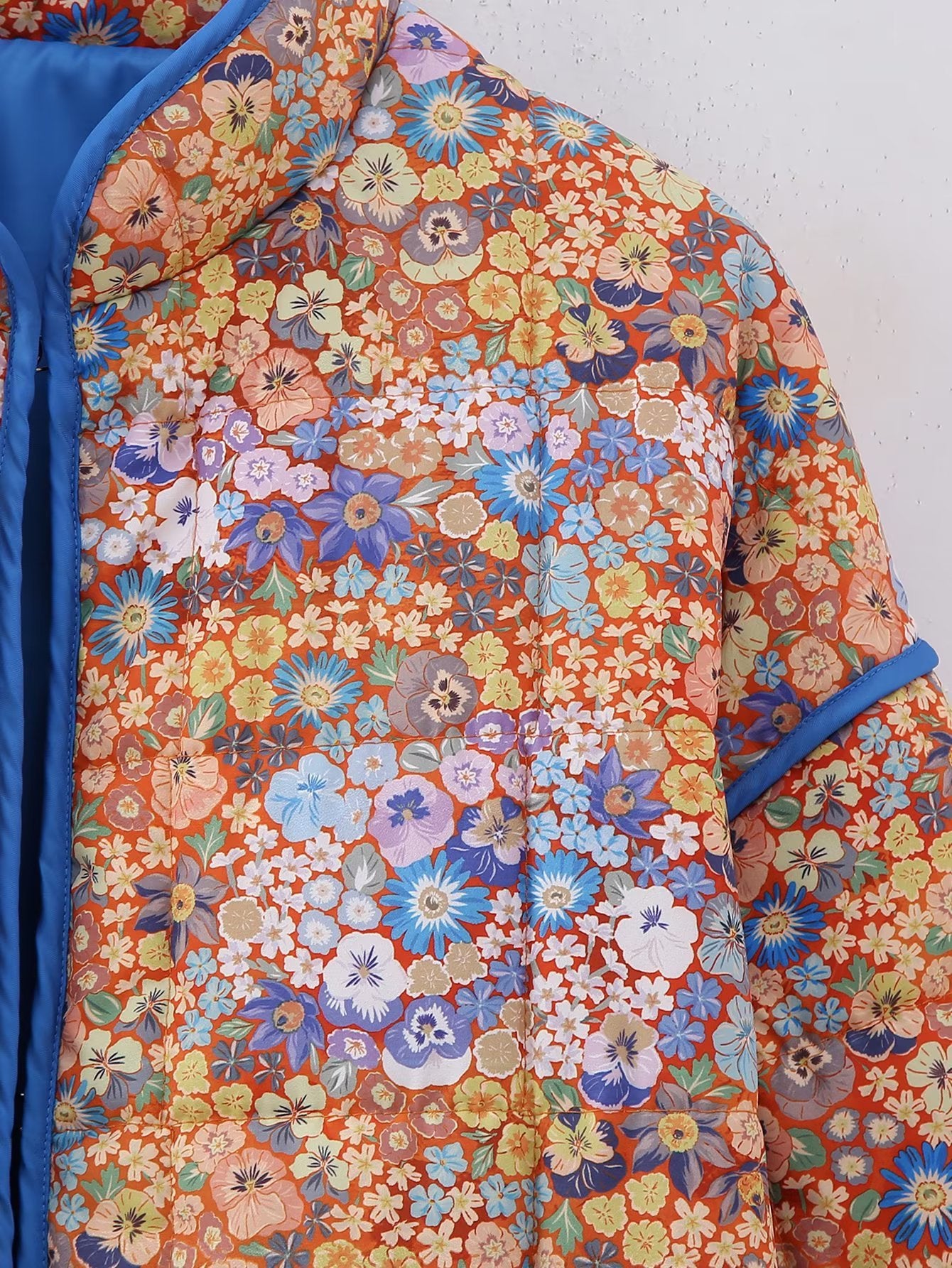 Floral Print Quilted Puffer Coat - Oversized Warm Winter Jacket