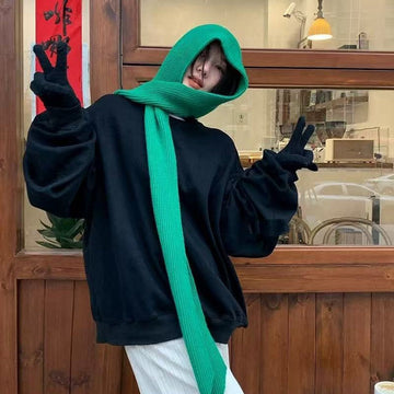 Women's Knit Hooded Cape Scarf 2pcs/set