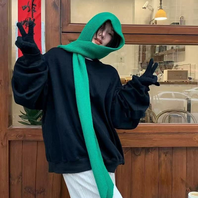 Women's Knit Hooded Cape Scarf 2pcs/set