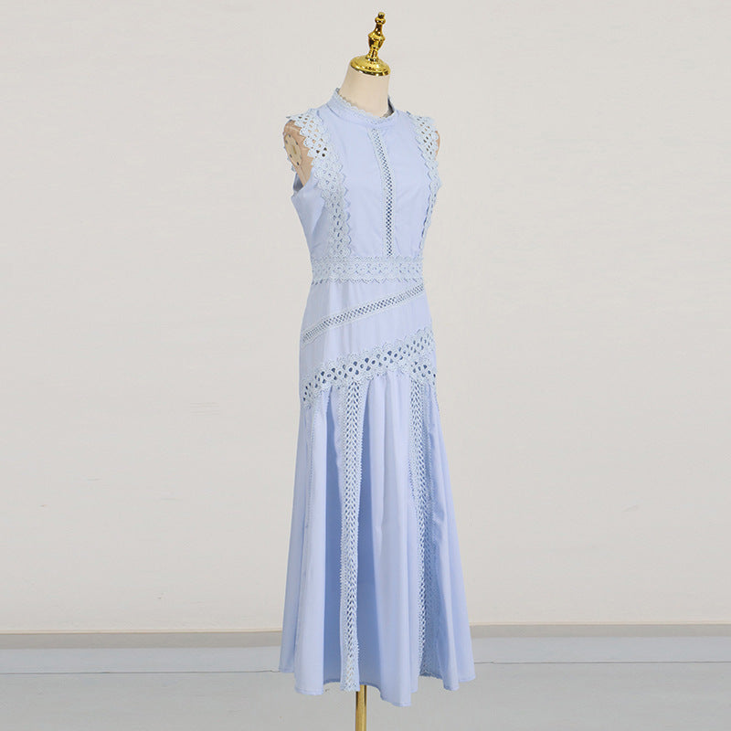 Designed Women's Vintage-Inspired Sleeveless Lace Trimmed Summer Dress