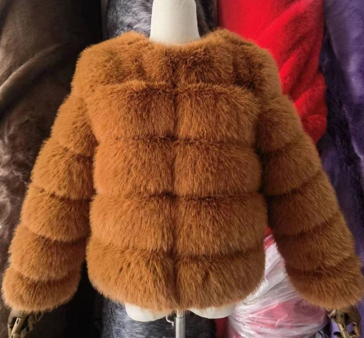 Women's Thickened Faux Fox Fur Spliced Winter Coat