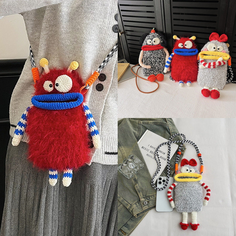 Funny Face Woven Crossbody Bag