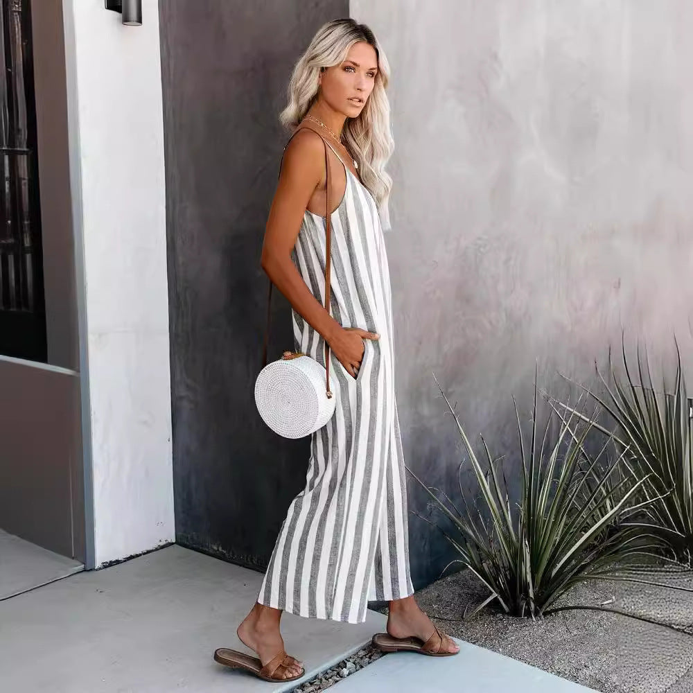 Summer Chic Striped Wide-Leg Jumpsuit