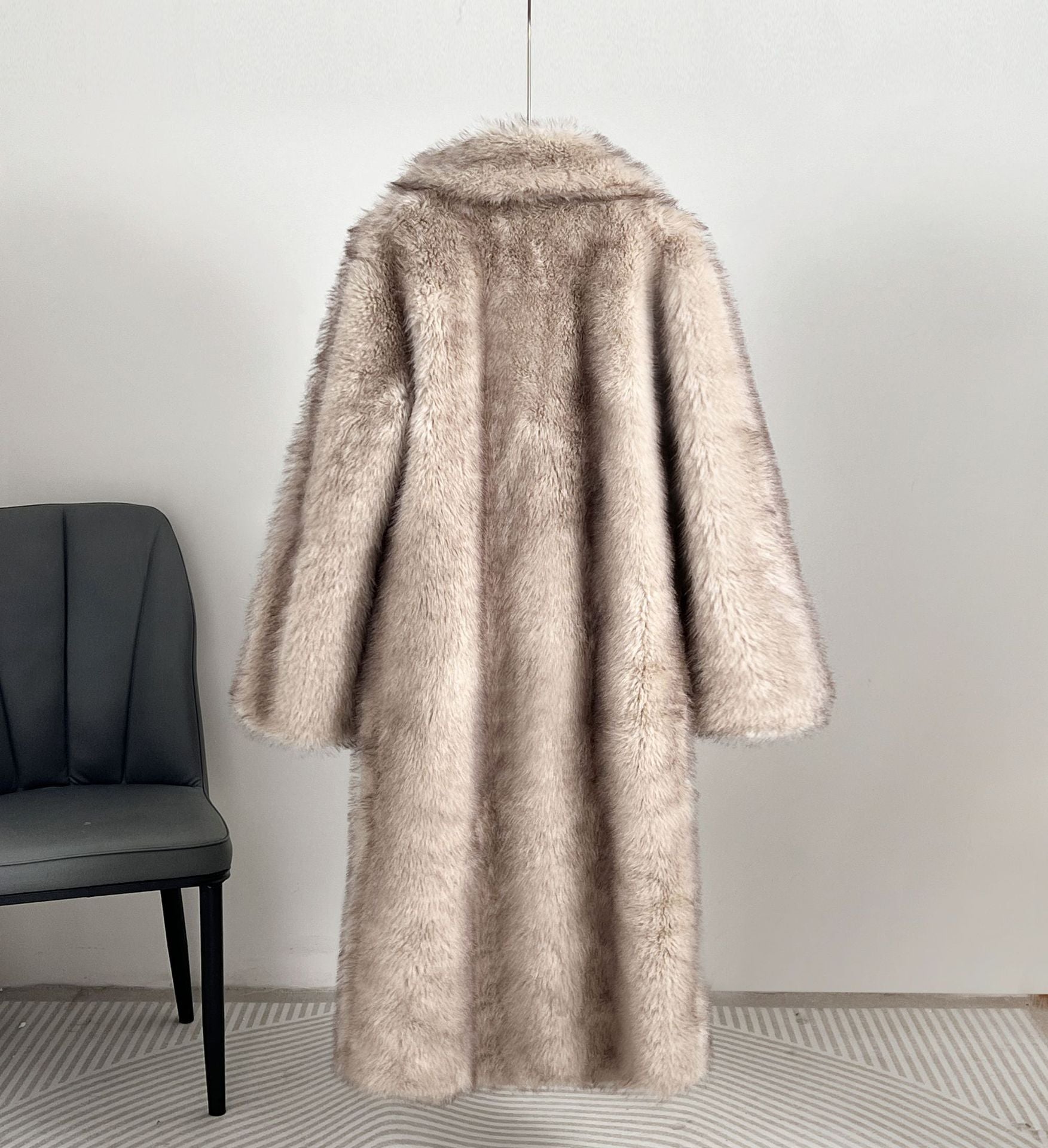 Women's Long Faux Fur Coat – Winter & Autumn Oversized Blazer Collar Jacket