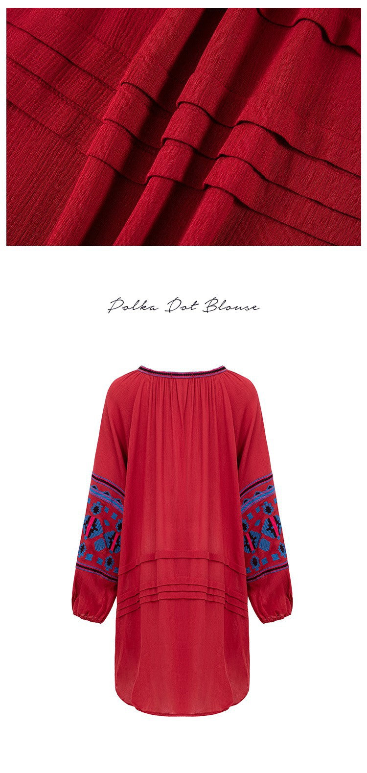 Bohemian Ethnic Embroidered Loose Front Button Dress