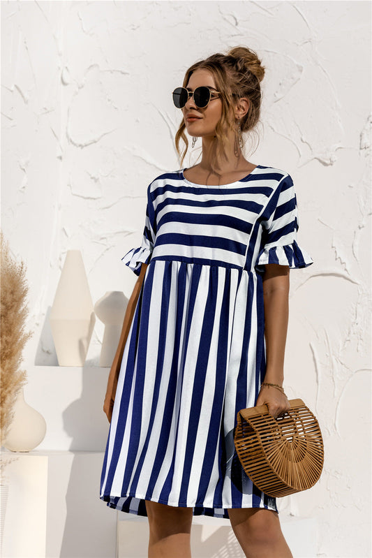 Casual Striped Short Sleeves Summer Daily Dresses