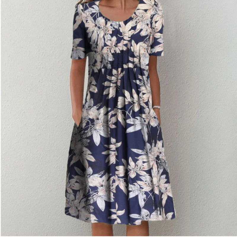 Plus Size Women's Floral Print Short Sleeve Dress