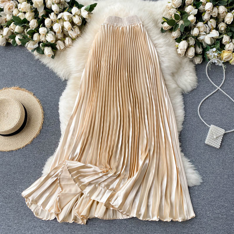 Luxury Heavy-Duty Pleated Midi A-Line Skirt