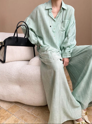 Tencel Lyocell Tie-Dye Relaxed Shirt & Culottes Two-Piece Set