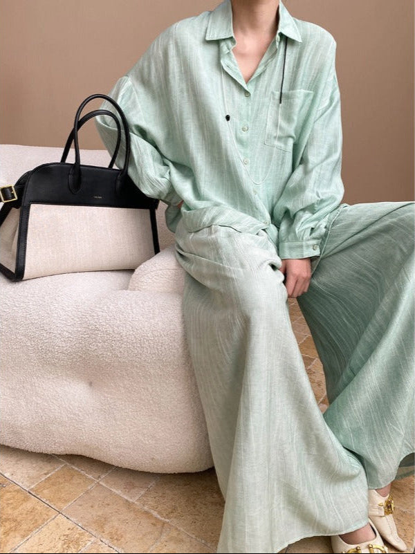 Tencel Lyocell Tie-Dye Relaxed Shirt & Culottes Two-Piece Set