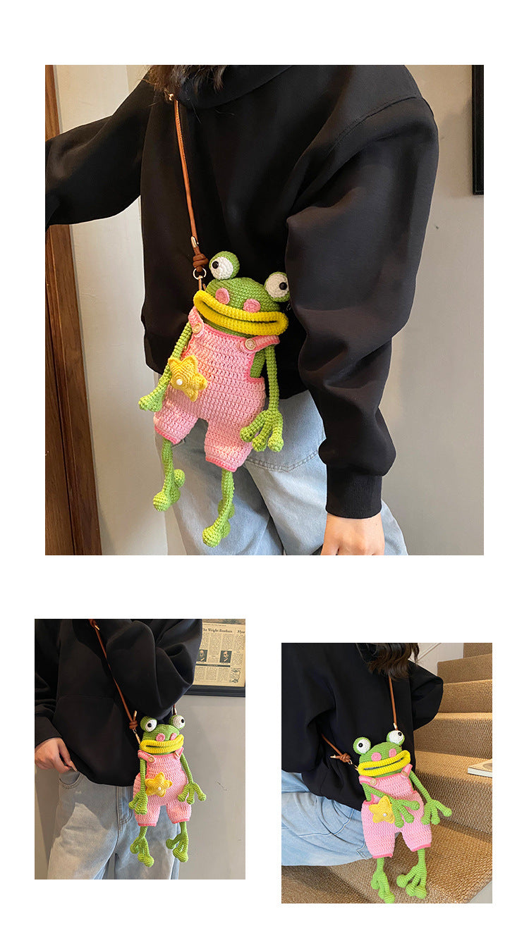 The "Goofy Gulp" Frog Crossbody Bag | Handmade Crochet Phone Pouch