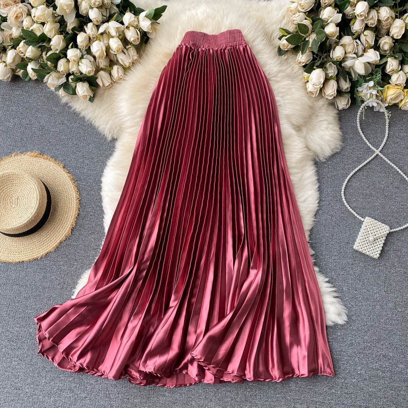 Luxury Heavy-Duty Pleated Midi A-Line Skirt