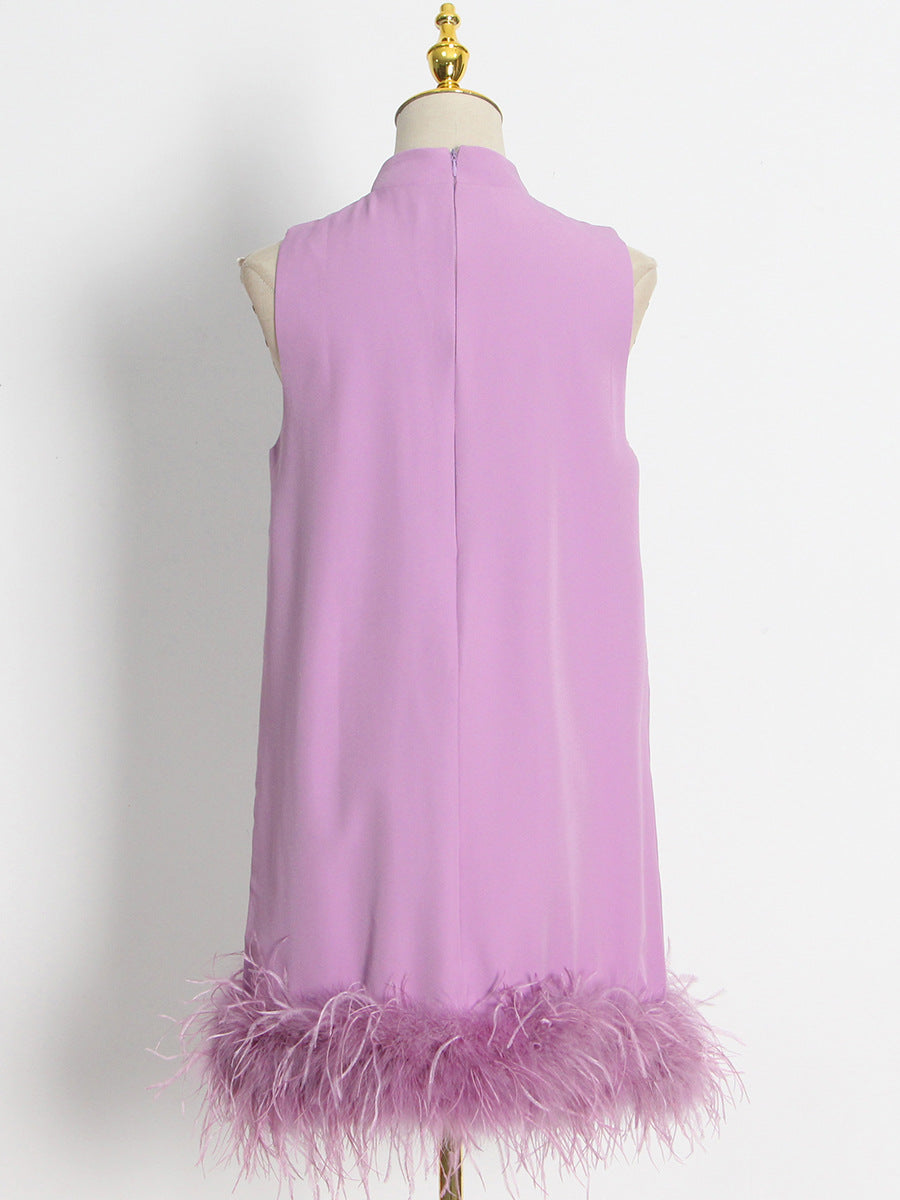 Ostrich Feather A-Line Dress