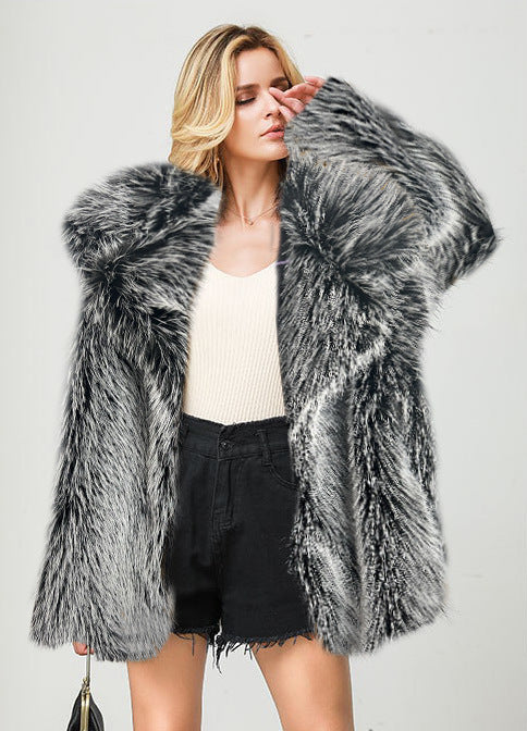 Winter Man Made Fox Fur Coats for Women