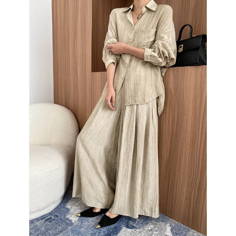 Tencel Lyocell Tie-Dye Relaxed Shirt & Culottes Two-Piece Set