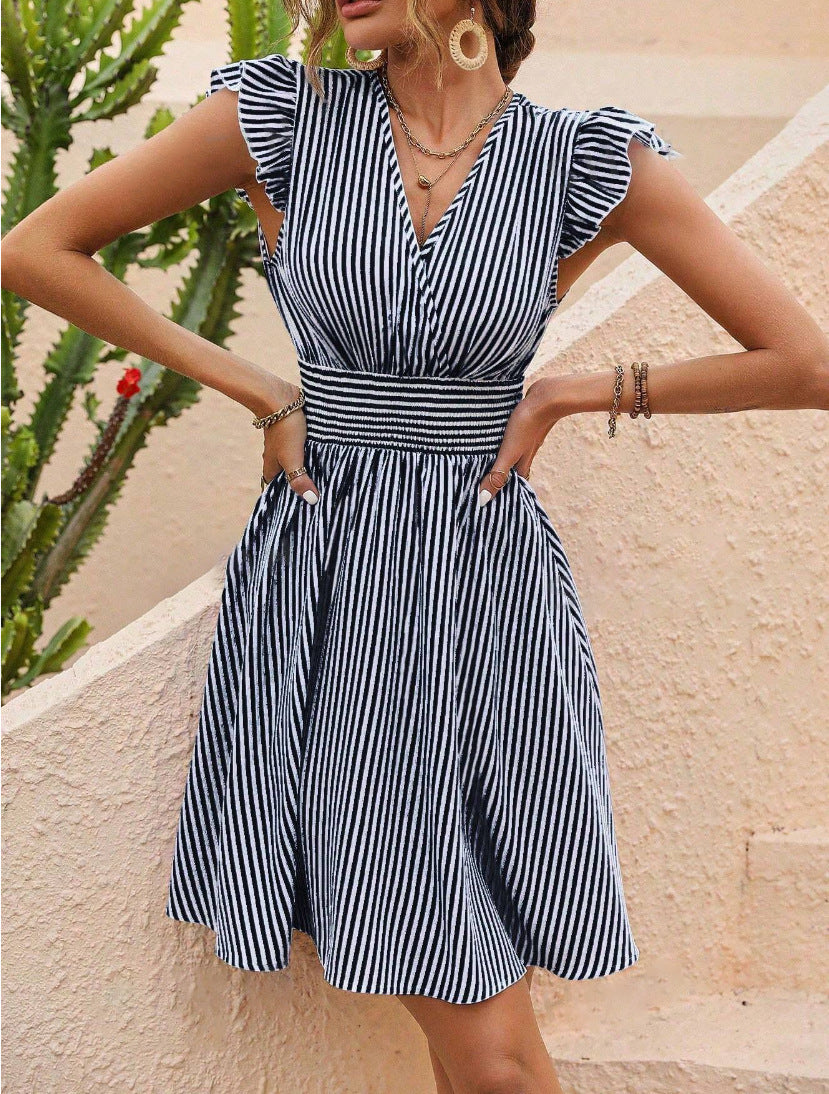 Casual Summer Striped Mini Sun Dresses