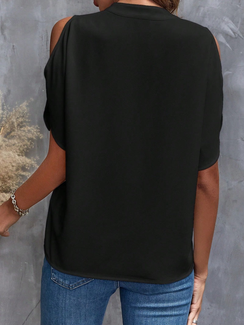 Women's V-Neck Fashion Off-Shoulder Sleeve Blouse