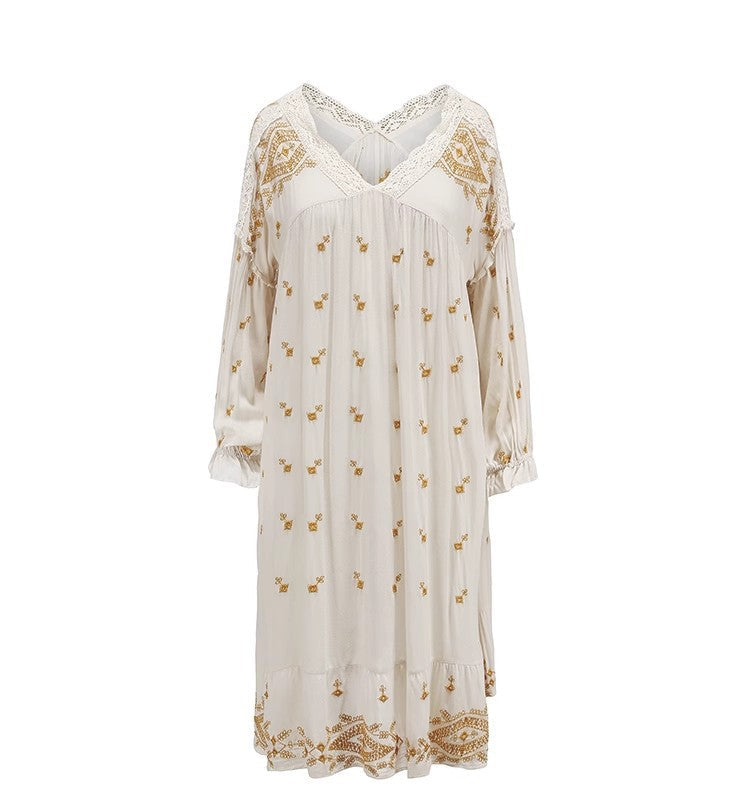 Bohemian Romantic Summer Doll Dress with Exquisite All-over Embroidery