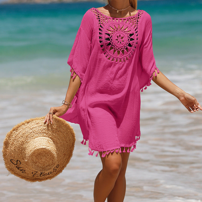 Summer Crochet Tassels Short Beach Cover Ups