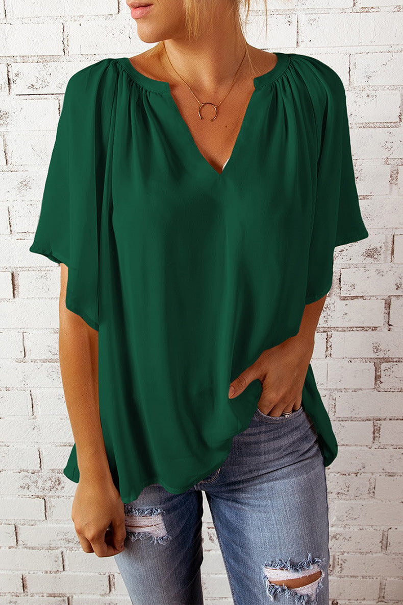 Leisure Chiffon Short Sleeves Women Blouses