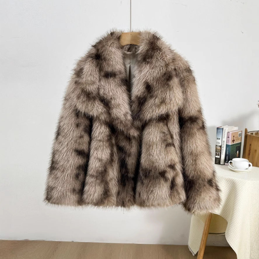 Faux Fur Oversized Shawl Collar Coat