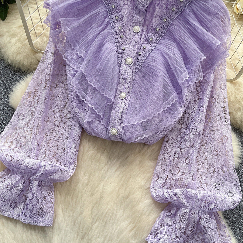 Vintage Beaded & Rhinestone Long Sleeve Shirt