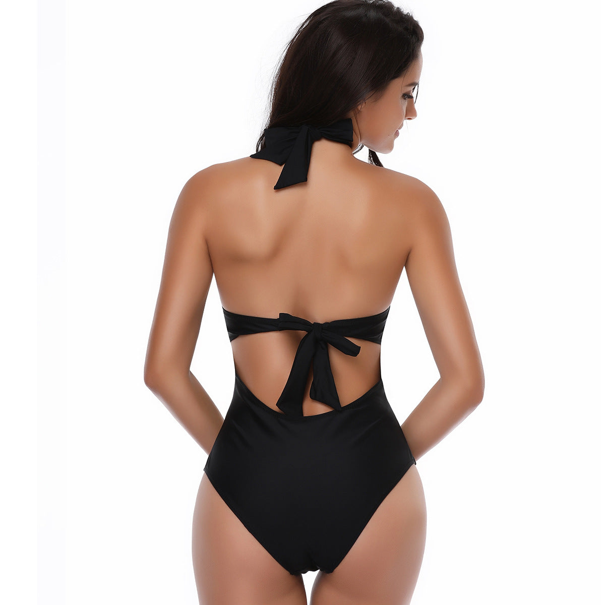 Sexy Halter Drawstring One Piece Women Swimsuit