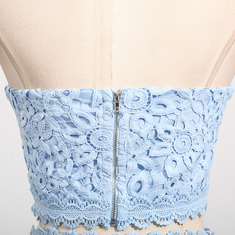 Women's Lace Sleeveless Top & Asymmetrical Skirt Set